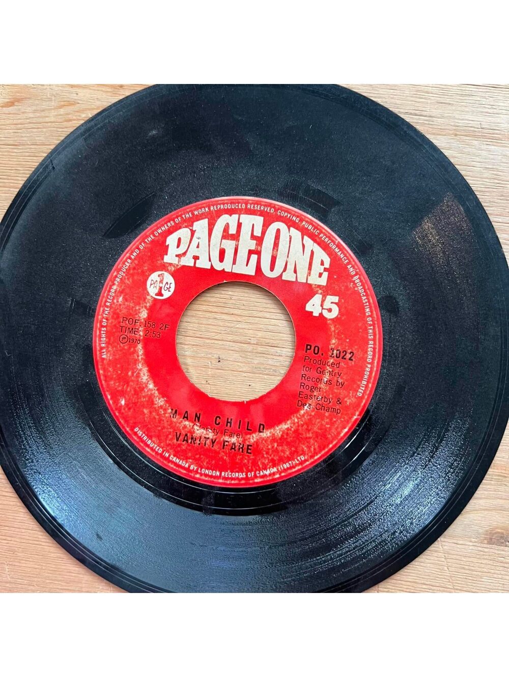 Vanity Fare - Man Child/Hitchin' a Ride 45rpm VG+ R07